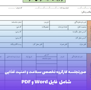 صورتجلسه کارگروه تخصصی سلامت و امنیت غذایی | فایل Word و PDF قابل ویرایش